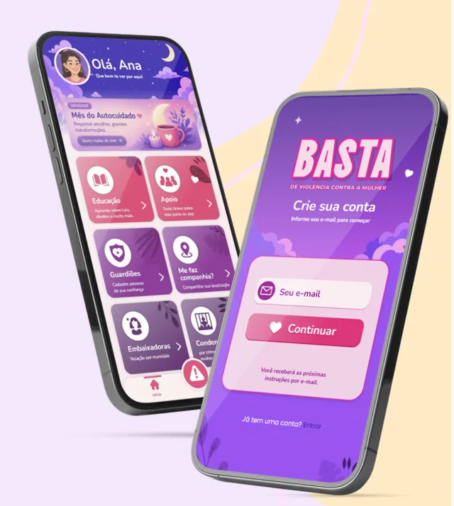 Telas do aplicativo BASTA!